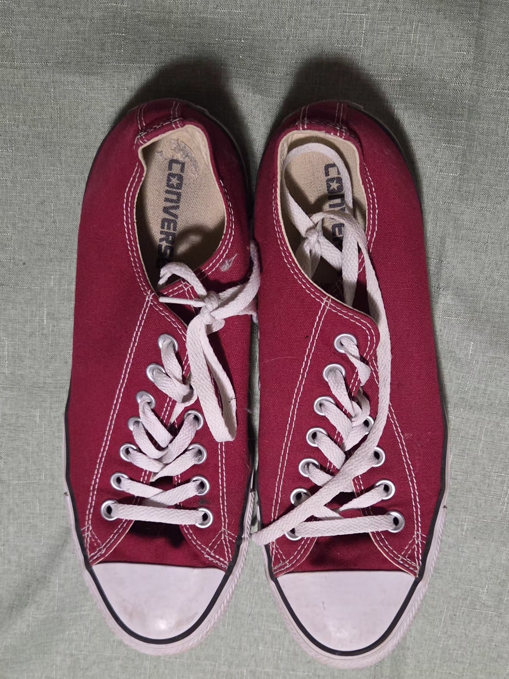Converse Low-Top Canvas Sneakers in Deep Red with White Accents
